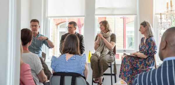 Panel discussion guests at Fritz Fryer lighting shop