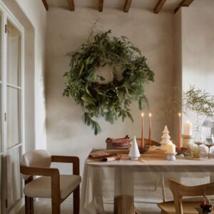 House Beautiful Cover Scandi Nordic Neutral Christmas Dining Giant wreath 