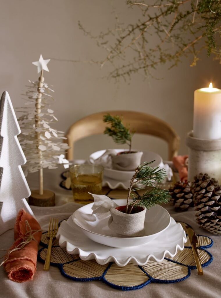 House Beautiful Scandi Nordic Neutral Christmas dining setting ideas